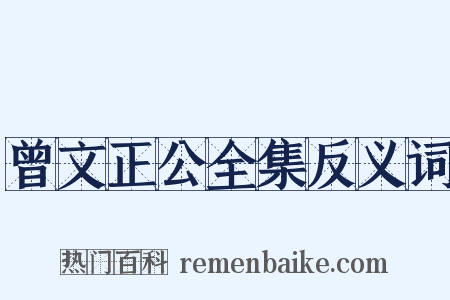 曾文正公全集反义词是什么意思的图片